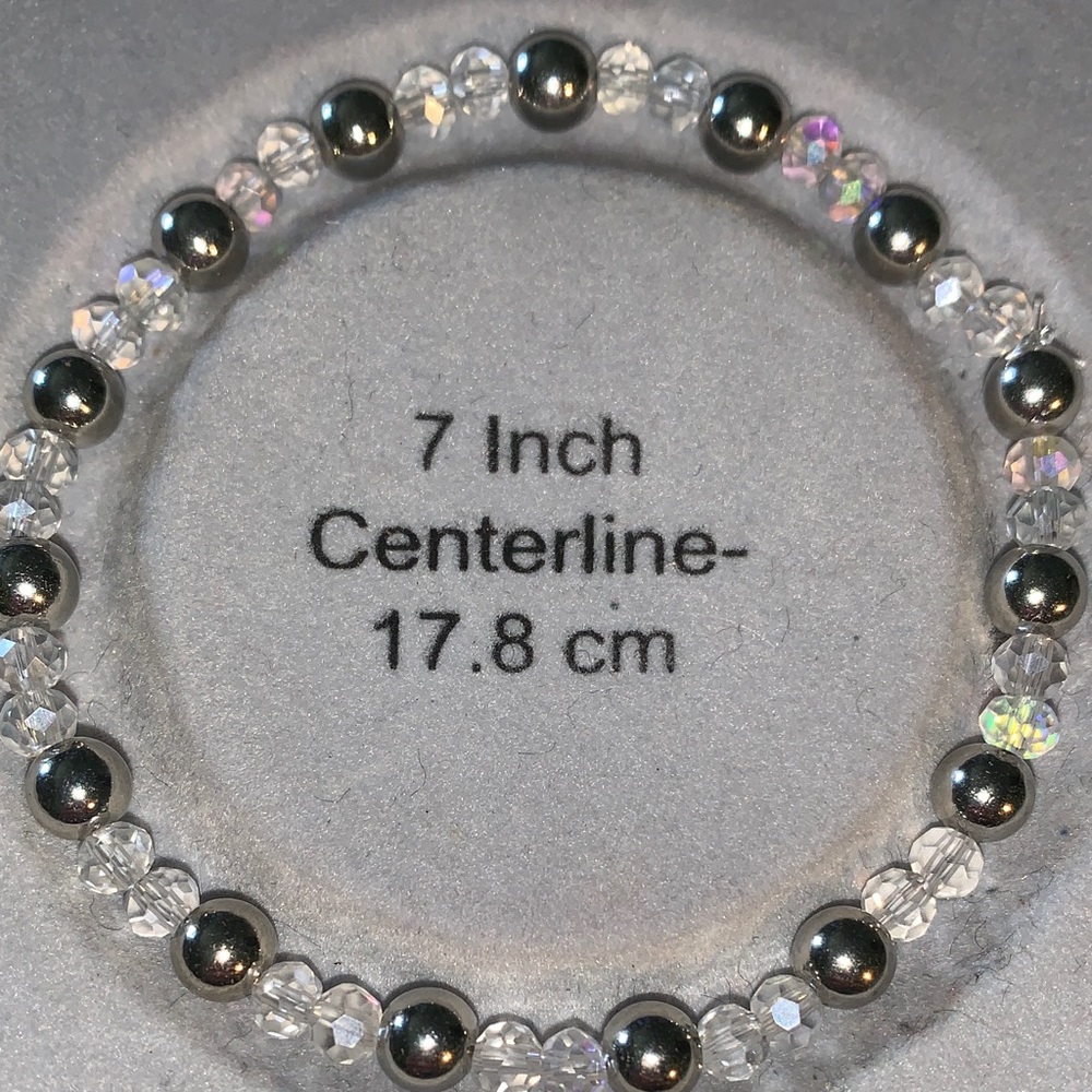 Aurora borealis Crystal stretch Bracelet with silver balls